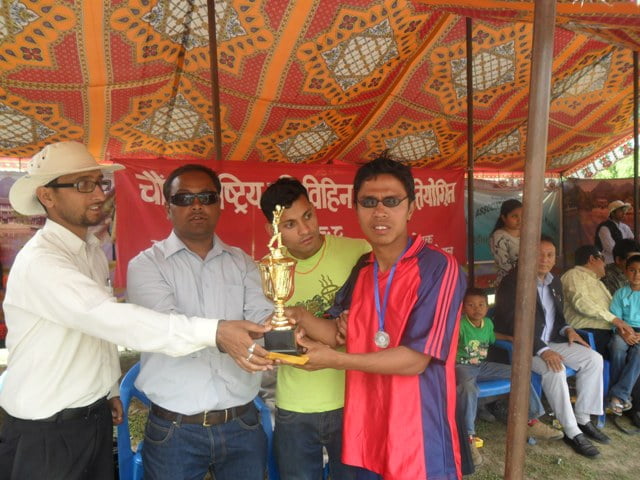 CAB, Nepal President awarding Runner up shield to Vally team